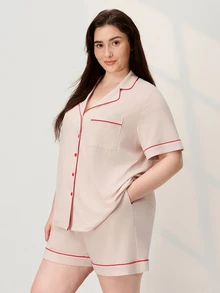 LUVLETTE Women's Plus-Size Soft 100% Pure Cotton Cream Tones Pajamas Lounge Sets Bridal Intimates Boxer Set,Spring And Summer Cotton Pajamas - Apricot - View 4
