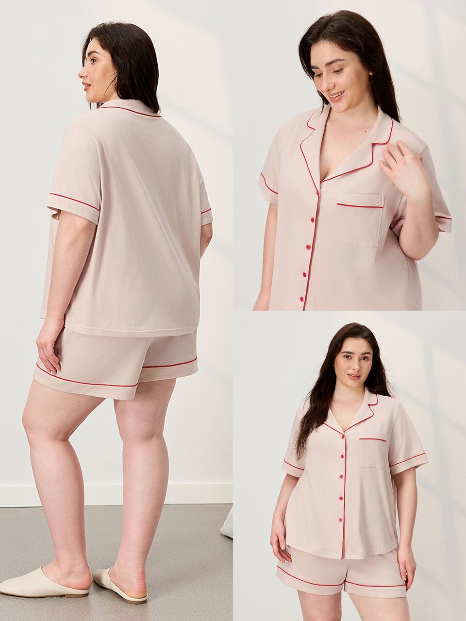 Plus Size Cotton Embroidered Long PJ Set