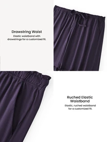 LUVLETTE Halloween 100% Pure Cotton Purple Plus Size Women's Elegant Minimalist Shorts - Clean Silhouette & Adjustable Drawstring Understated Daily Wear - Purple - View 4