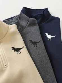Cozy Pixies 3套隨機組合嬰兒男孩女孩恐龍Logo裝飾針織柔軟高領半拉鍊長袖套頭衛衣彈性腰長褲 - 彩色 - 查看 6