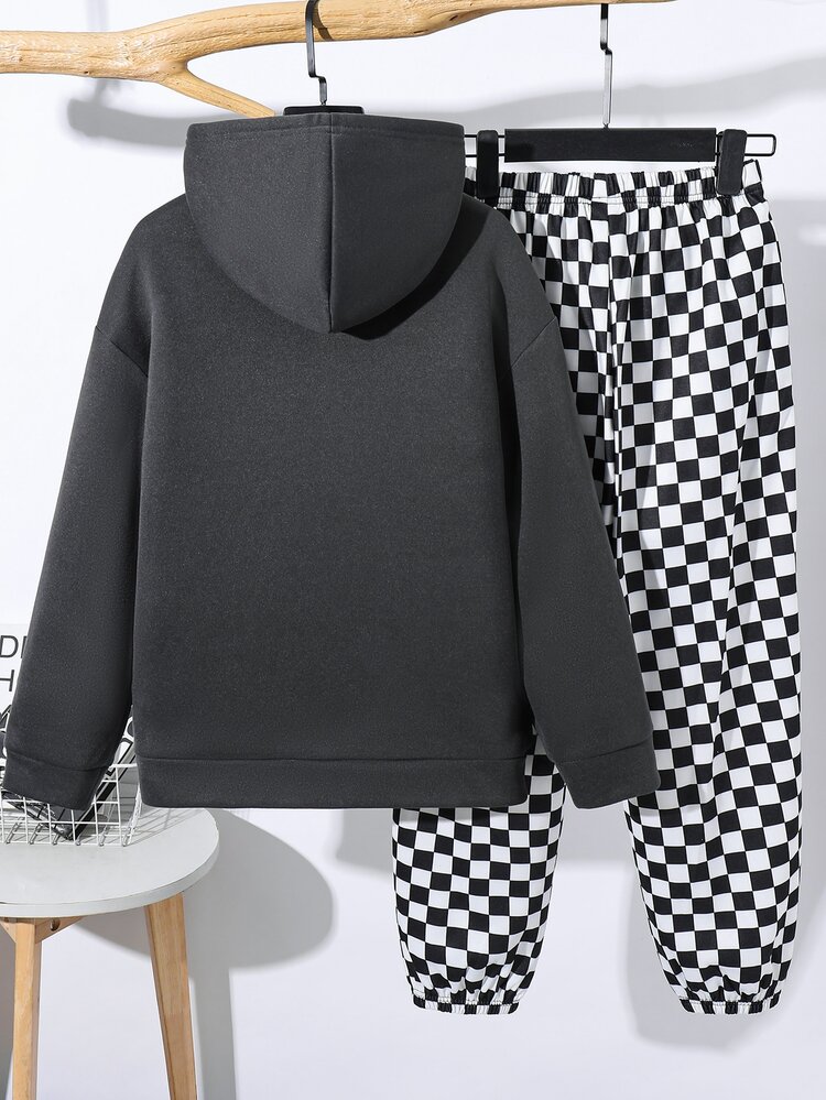SHEIN طقم هودي وبنطلون رياضي كاجوال للأولاد المراهقين بتصميم سيارة ريترو مهترئ، مناسب للخريف/الشتاء، المدرسة، التجمعات العائلية، حفلات الإجازة، ملابس الخريف، ملابس الشتاء، طقم ملابس للأولاد - متعدد الألوان - مشاهدة 4