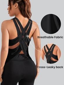 Slayform Slayform Letter Graphic Drop Shoulder Crop Sports Teeworkout Tank Top - Black - View 5
