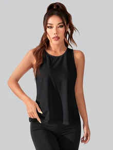 Slayform Slayform Letter Graphic Drop Shoulder Crop Sports Teeworkout Tank Top - Black - View 7