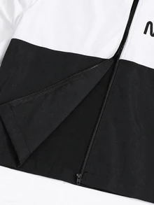 2pcs Teen Boy Casual Sports Pattern Colorblock Hooded Jacket & Pants Set, Suitable For Commuting, School, Daily Wear, Vacation, Travel, Sports, Autumn/Winter - Black and White - View 7