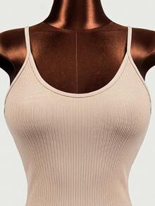 Mistrie Sexy Backless Halter Neck Slim Fit Athletic Romper, Summer - Khaki - View 13