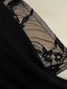 Firerie Plus Size Women's Contrast Lace Mesh Ruched Sexy Camisole Camisole - Black - View 6