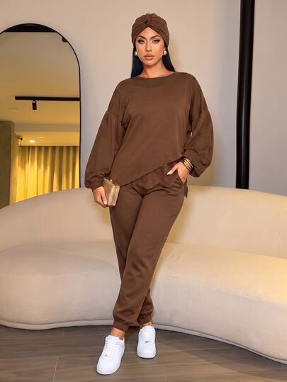 SOLERSUN Sexy Elegant Women's Lace Patchwork Casual T-Shirt Brown Autumn/Winter Base Layer T-Shirt