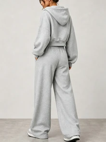 INAWLY Women's Hoodie & Pants 2 Pieces Set - Grey - View 2