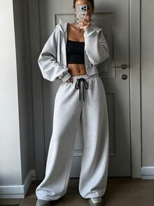 INAWLY Women's Hoodie & Pants 2 Pieces Set - Grey - View 7