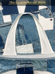 INAWLY Women's Casual Fashion Versatile Denim Effect Print Halter Top - Multicolor - View 6