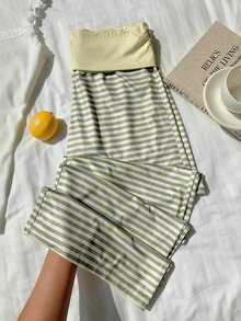 Comfortcana 女款條紋休閒百搭日常穿著長褲 - 黃色 - 查看 4