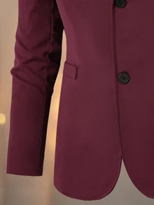 Teen Boys Burgundy Gentleman Suit Blazer + Trousers, For Performance, Wedding, Graduation, Autumn, Back To School, Christmas, Halloween, Formal Set - Burgundy - View 5