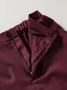 Teen Boys Burgundy Gentleman Suit Blazer + Trousers, For Performance, Wedding, Graduation, Autumn, Back To School, Christmas, Halloween, Formal Set - Burgundy - View 6
