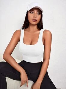 Slayform Slayform Solid Ribbed Knit Sports Bra - White - View 4