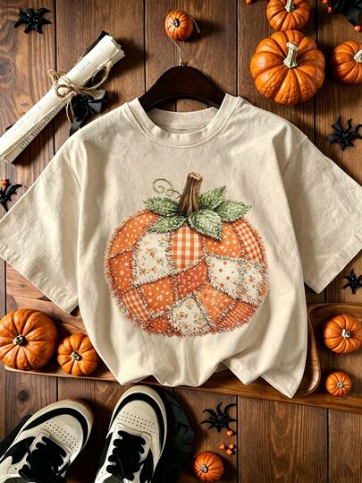 DrmWander Free Shipping Fall Boho Floral Pumpkin Bow T-Shirt, Preppy Floral Pumpkin , Vintage Bow Fall , Thank