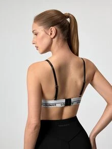 Loungeista Letter Tape Panel Bralette Sportsfor Summerfor Summer - Black - View 3