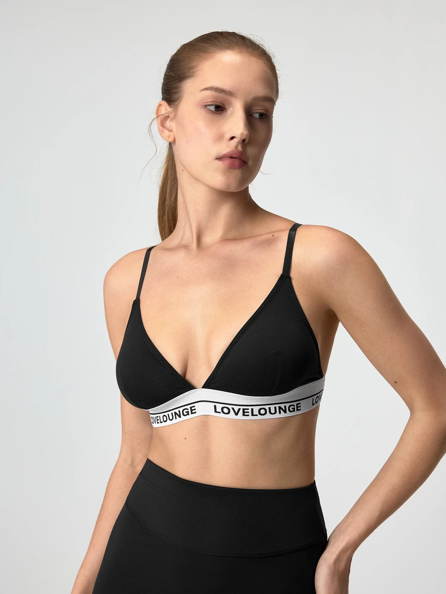 Loungeista Letter Tape Panel Bralette Sportsfor Summerfor Summer - Black - View 1