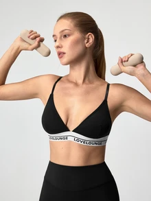 Loungeista Letter Tape Panel Bralette Sportsfor Summerfor Summer - Black - View 6