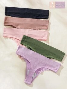 Wedaily 5pcs Seamless Plus Size Women'S Thongs - Multicolor - View 1