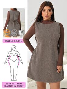 Solflare Plus Size Vintage Fashion Sleeveless Dress For Office And Commute Winter - Multicolor - View 2
