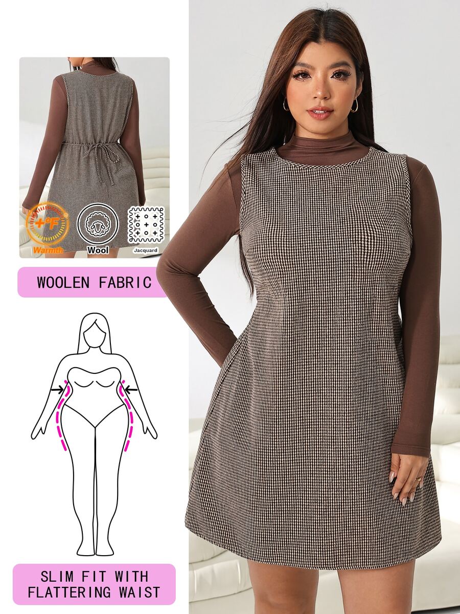 Solflare Plus Size Vintage Fashion Sleeveless Dress For Office And Commute Winter