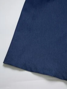 Linhara Plus Size Thin Cuff Button Decor Blazer, Casual Soft Form Commute Jacket Office Formal Navy Blue Fall - Blue - View 3
