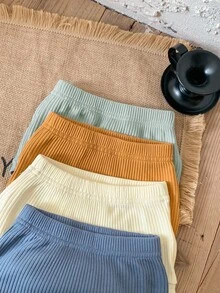 SHEIN Vintaside Kids 4pcs Baby Boy Knitted Ribbed Shorts,Versatile Triangular Underpants Set - Multicolor - View 5