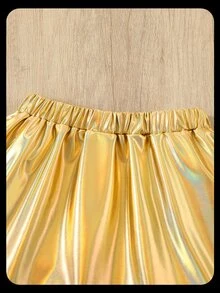 Young Girls Solid Color Minimalist Casual Skirt Autumn Fall - Yellow - View 5