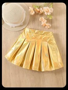 Young Girls Solid Color Minimalist Casual Skirt Autumn Fall - Yellow - View 2