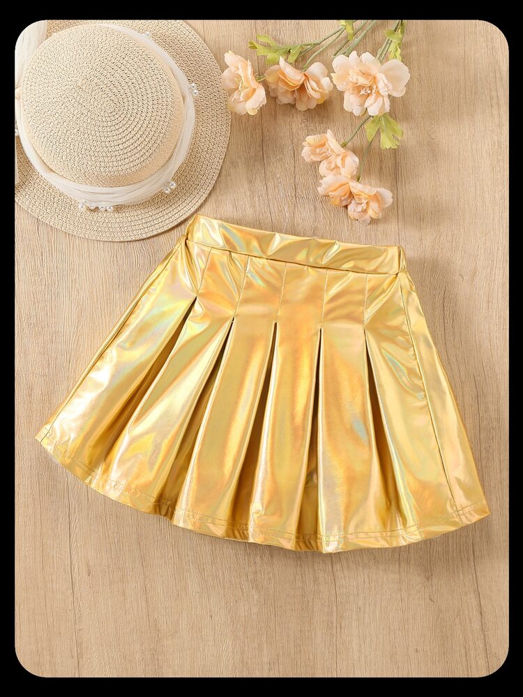 Young Girls Solid Color Minimalist Casual Skirt Autumn Fall - Yellow - View 2