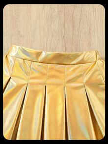 Young Girls Solid Color Minimalist Casual Skirt Autumn Fall - Yellow - View 7