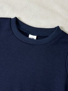1pc Baby Girl Sweatshirt Cute Sweet Navy Blue 3D Colorblock Bowknot Long Sleeve Round Neck Back To School Autumn Fall Pullover Top - Blue - View 5