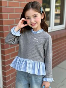 SHEIN Young Girls T-Shirts - Grey - View 3