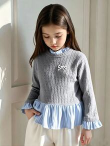 SHEIN Young Girls T-Shirts - Grey - View 8
