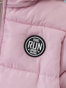 SHEIN Elladie kids 1件少女中長版長袖棉質加厚外套，內層刷毛，舒適保暖，純色 - 淺粉色 - 查看 7