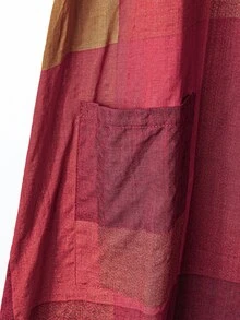 Rusticease Plus Size Geometric Print Round Neck Short Sleeve Slit Casual Dress With Pockets Spring Summer 2026 - Orange - View 8