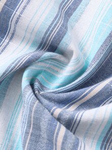 Rusticease Plus Size Vacation Minimalist Casual Blue And White Colorblock Drawstring Waist Loose Pants Beach Autumn Fall - Blue - View 7