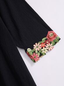 Rusticease Gaun Ukuran Plus untuk Liburan, Kasual, Elegan, Gaya Boho Goth, Bordir dan Aplikasi, Gaun Hitam untuk Kantor Formal Musim Gugur, Cocok untuk Makan Siang Musim Gugur - Putih - View 6
