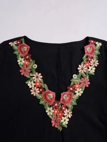 Rusticease Gaun Ukuran Plus untuk Liburan, Kasual, Elegan, Gaya Boho Goth, Bordir dan Aplikasi, Gaun Hitam untuk Kantor Formal Musim Gugur, Cocok untuk Makan Siang Musim Gugur - Putih - View 7