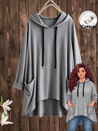 Rusticease Damen T-Shirt in Kellygrün, große Größen, einfarbig, mit Kordelzug und Kapuze, lässig, weich, traditionell, für Alltag, Urlaub, formelle Anlässe, Herbst, Strandurlaub