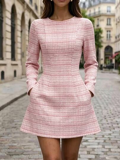 SHEIN Vestido corto casual a cuadros para mujer, para fiestas y viajes