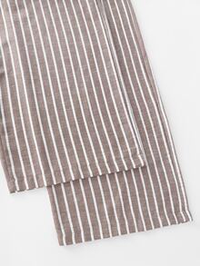 Écloséra Tall Women's Vintage Casual Brown Stripe Pleated Loose Suit Pants For Daily Commute And Vacation Office Work Summer - Brown - View 3