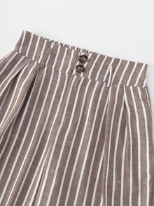 Écloséra Tall Women's Vintage Casual Brown Stripe Pleated Loose Suit Pants For Daily Commute And Vacation Office Work Summer - Brown - View 6