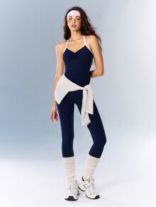 VARSIVA Jumpsuit Olahraga Wanita Model Halter Neck dengan Motif Blok Warna untuk Pakaian Sehari-hari - MultiWarna - View 5