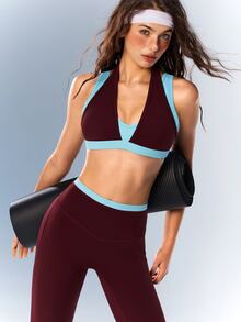 VARSIVA Women's Colorblock Halter Top And Leggings Casual Daily Sports Set - Multicolor - View 8