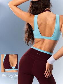 VARSIVA Women's Colorblock Halter Top And Leggings Casual Daily Sports Set - Multicolor - View 11