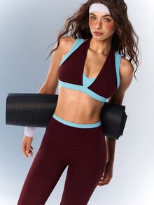 VARSIVA Women's Colorblock Halter Top And Leggings Casual Daily Sports Set - Multicolor - View 9