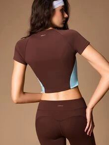 VARSIVA Women's Casual Striped Colorblock Cropped Sports T-Shirt - Multicolor - View 9
