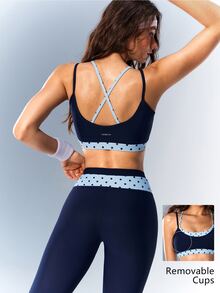 VARSIVA Women's Polka Dot Patchwork Bra & Leggings Sports Set - Multicolor - View 10