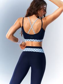 VARSIVA Women's Polka Dot Patchwork Bra & Leggings Sports Set - Multicolor - View 5